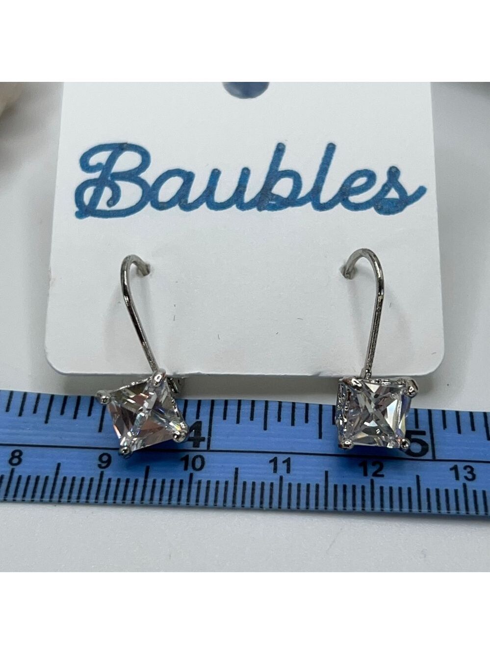 Baubles Silver Princess Cut Austrian Crystal Earronge